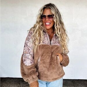 Blakeley Camo Plush Sherpa Cozy Half Zip